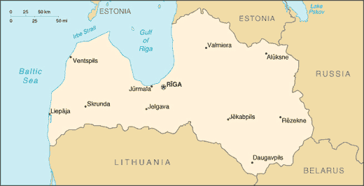 maps of latvia. Map of Latvia